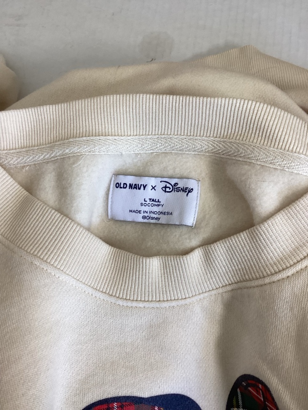 Old Navy 2026 Cream Disney Graphic Sweatshirt with Plaid Accent Minnie sz L - Picture 6 of 7